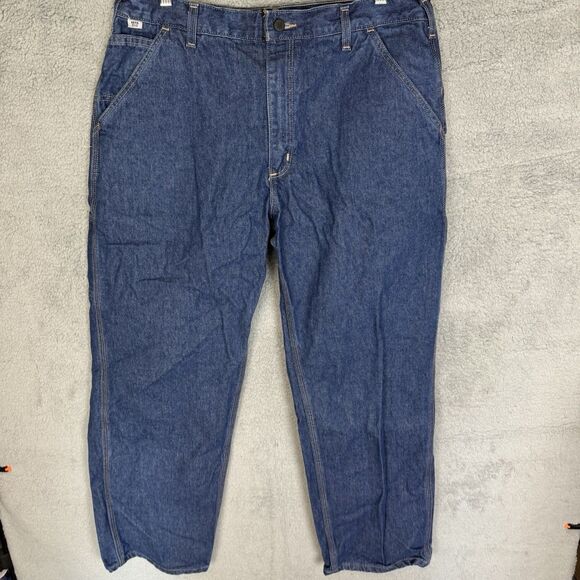 Carhartt FR Jeans Mens 36x30 Blue Utility Flame Resistant Dark Wash Original Fit - Picture 1 of 11